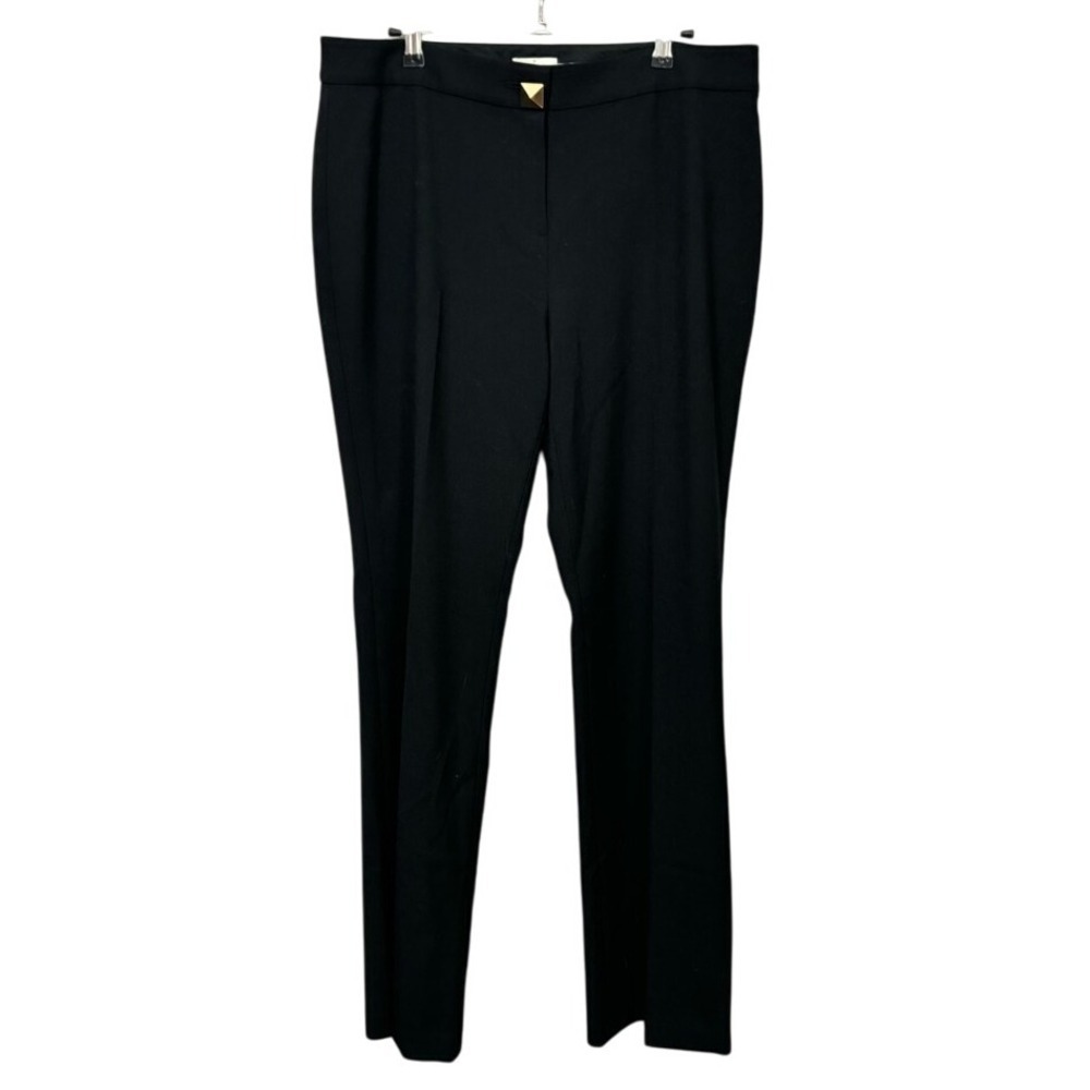 Kate Spade Wool Blend Straight‎ Pants Black Size 12 Diamond Button